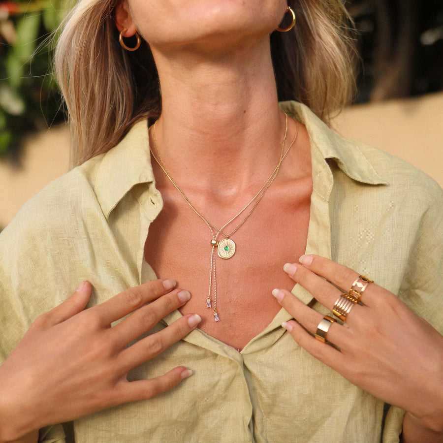 woman wearing gold waterproof jewellery - australian jewellery brand indie and harper