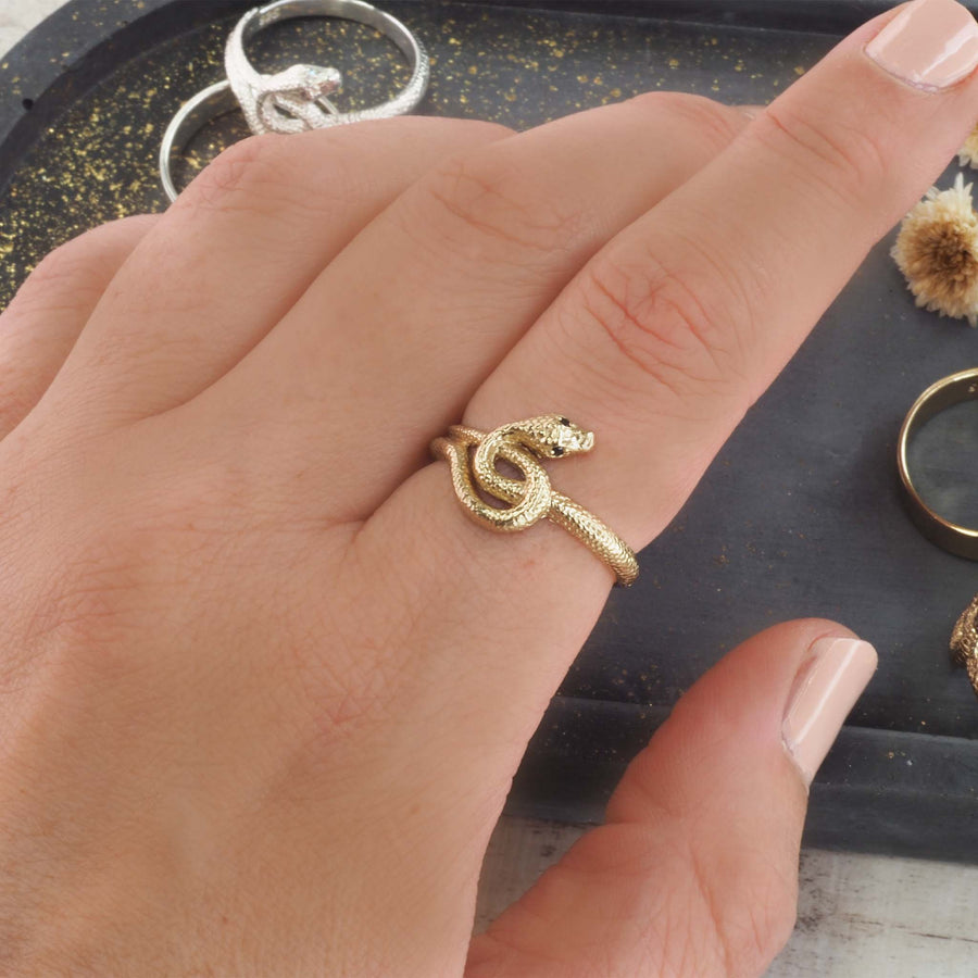 Black Spinel Medusa Ring - womens jewellery by indie and harper