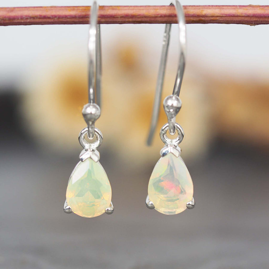 classic opal earrings - women's sterling silver earrings with natural opals - women's online  jewellery brand indie and harper