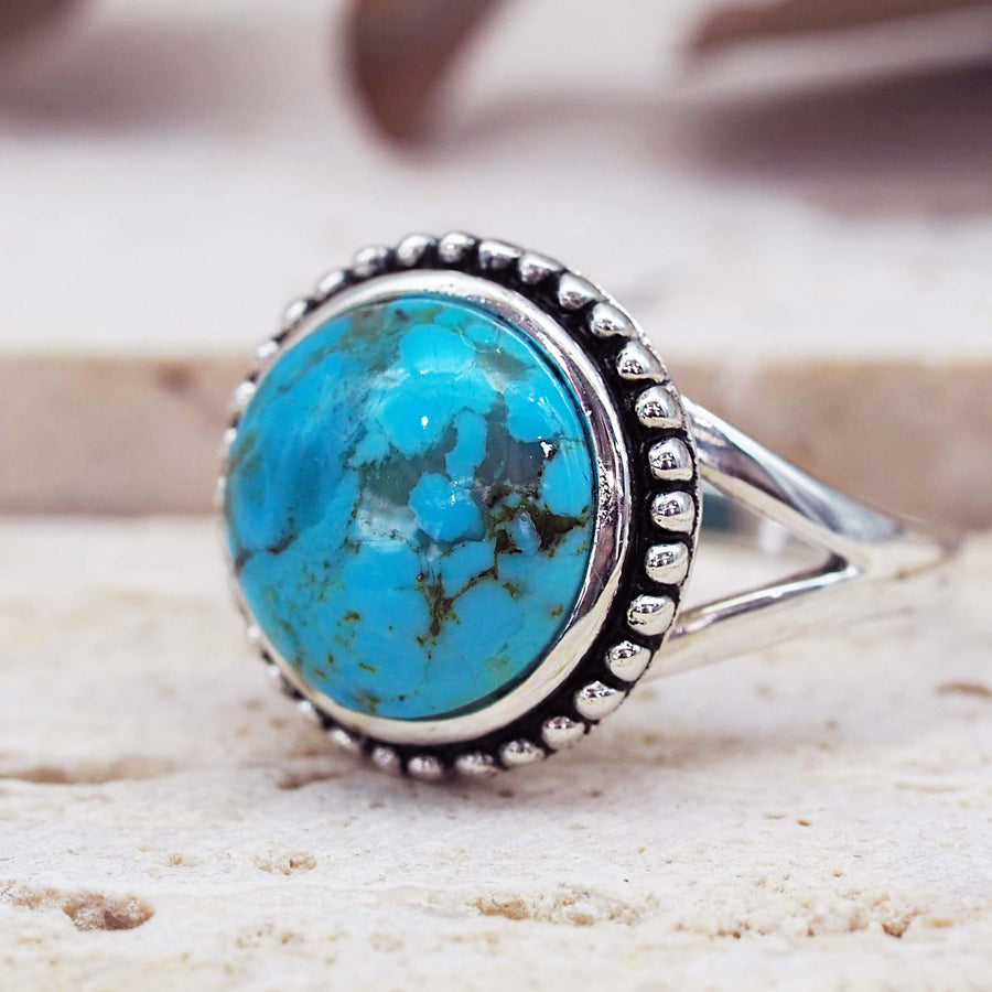 Round statement Turquoise Ring - womens turquoise jewellery Australia 
