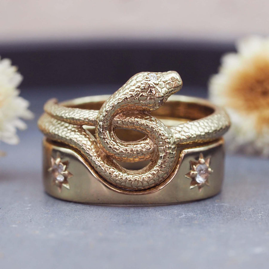 Cubic Zirconia Serpent Ring Set - womens jewellery by indie and harper
