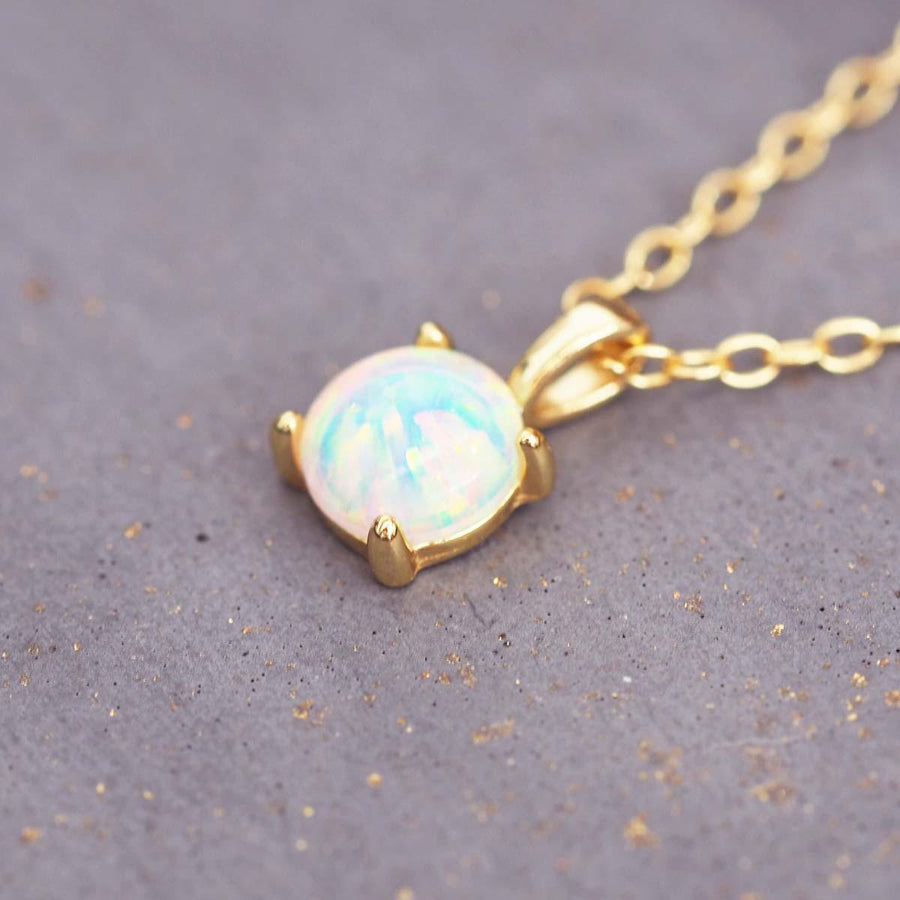 Dainty gold Opal Necklace - womens gold Opal jewellery Australia 