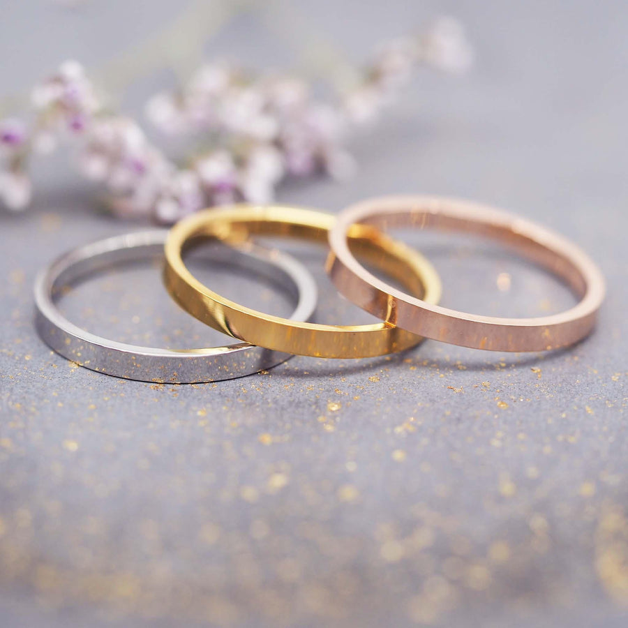 Stacker Rings in gold silver and rose gold - womens waterproof jewellery - Australian jewellery brand 