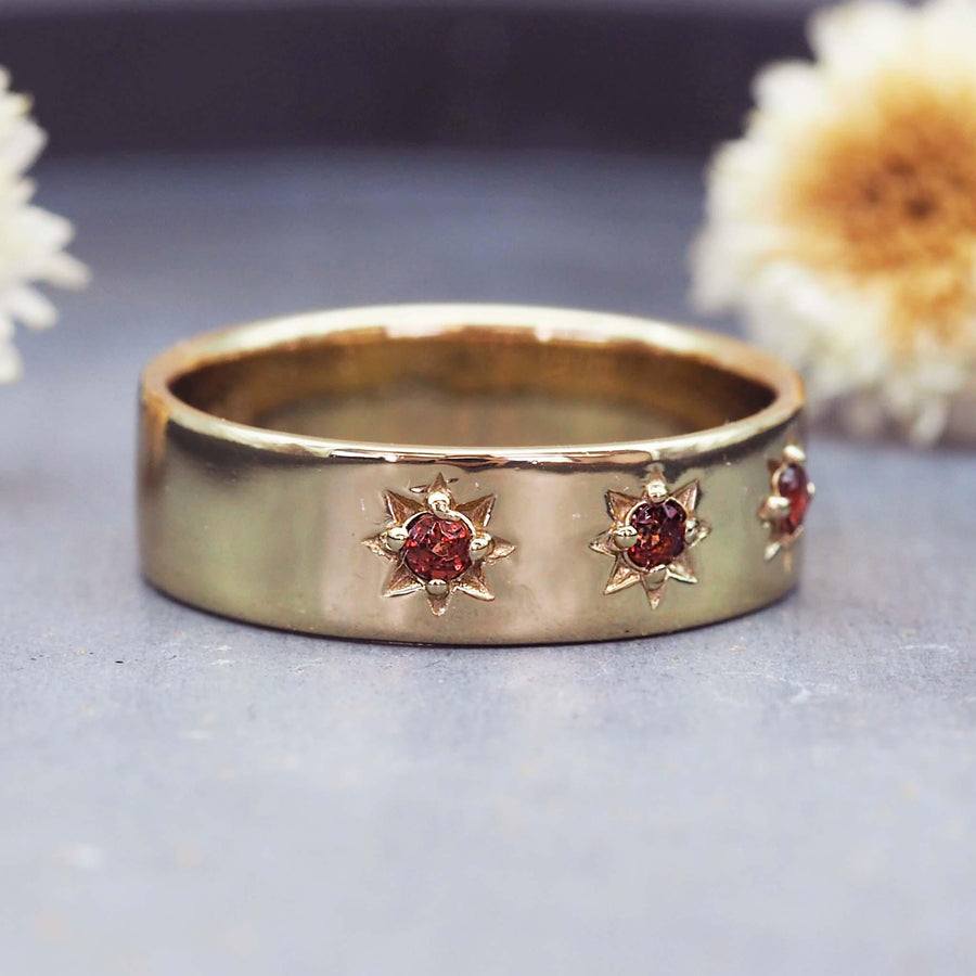 Garnet and Gold Ring - womens gold jewellery Australia