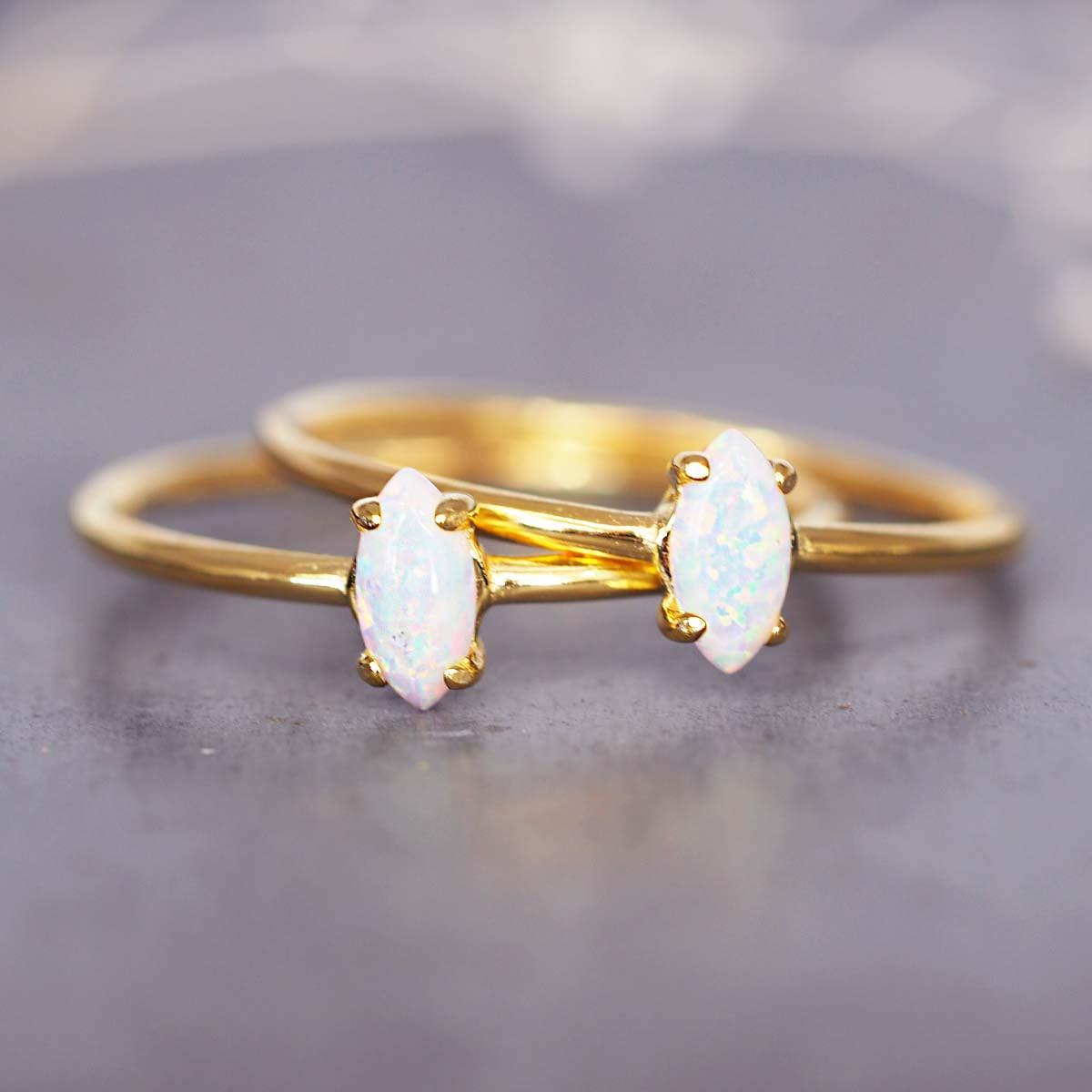 Gold Dainty Opal Ring - womens jewellery by indie and harper