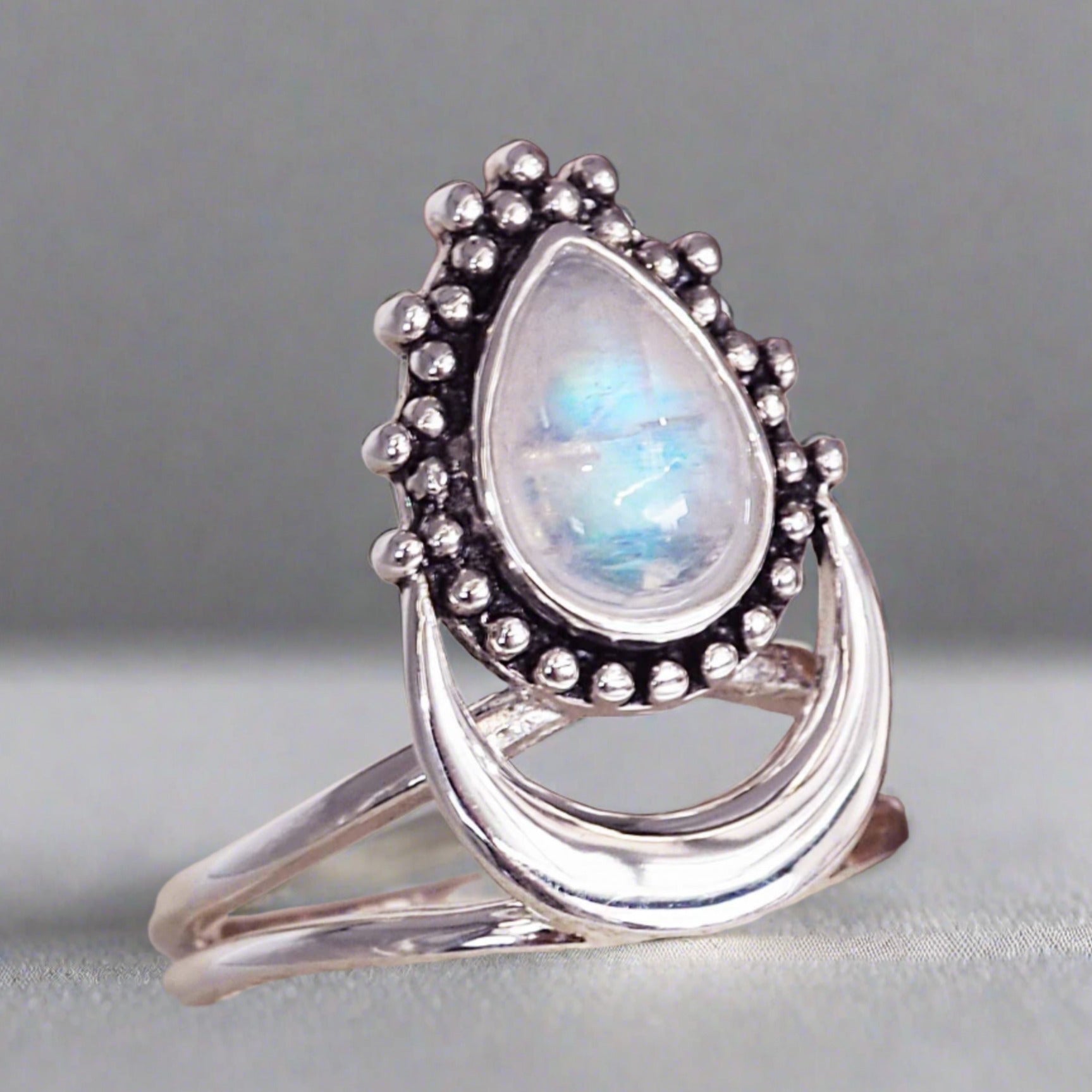 Half Moon Moonstone Ring - womens jewellery by indie and harper