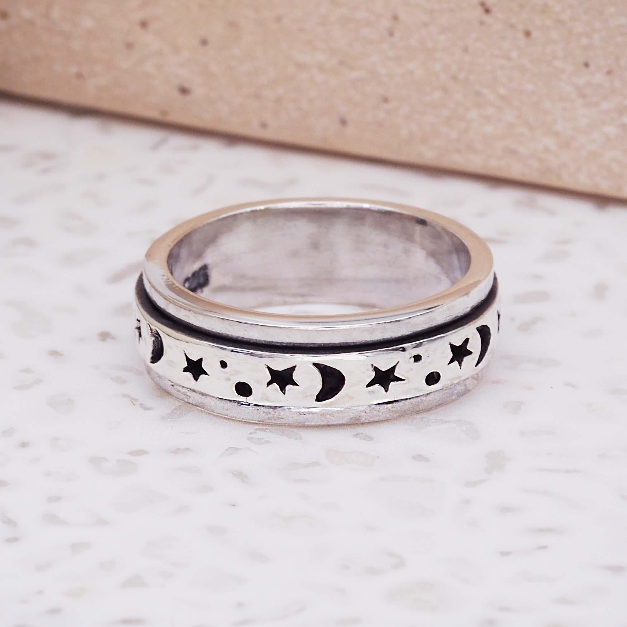 Night Sky Meditation Spinning Ring - womens jewellery by indie and harper
