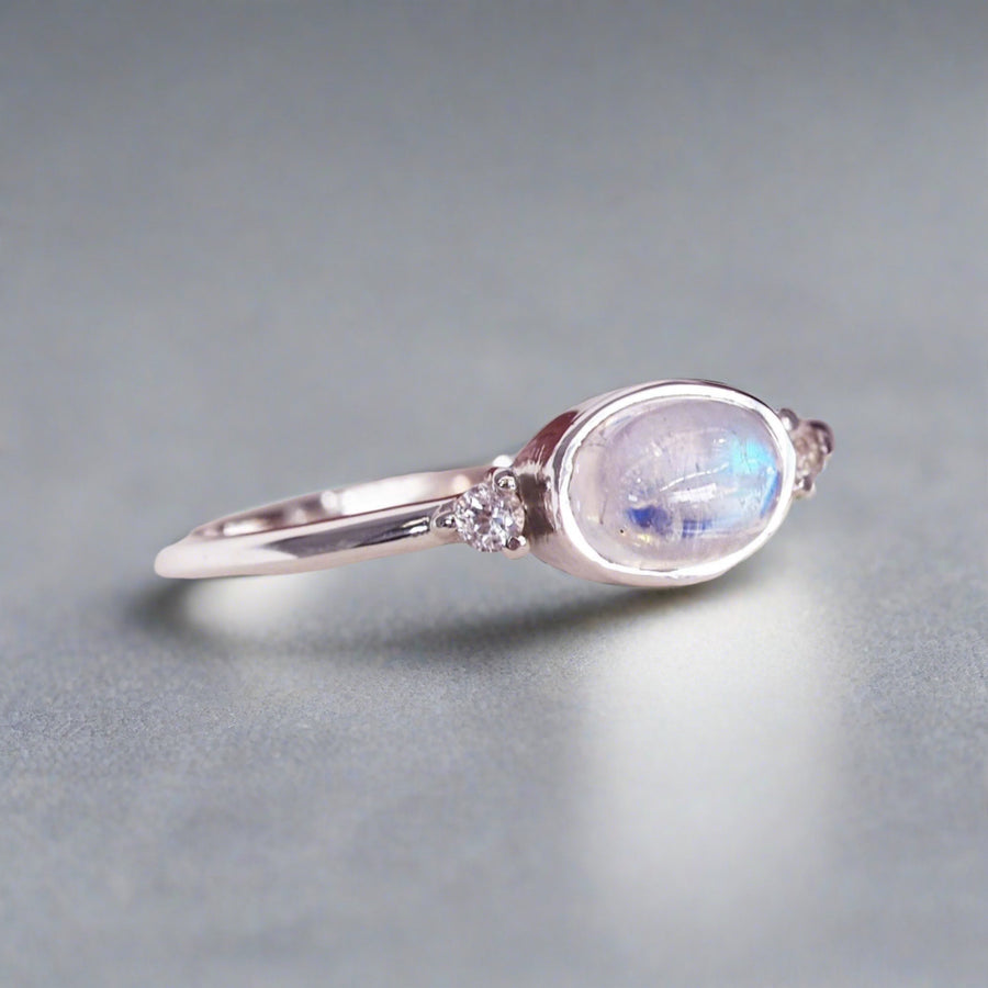 sterling silver topaz and moonstone ring - womens moonstone jewellery 