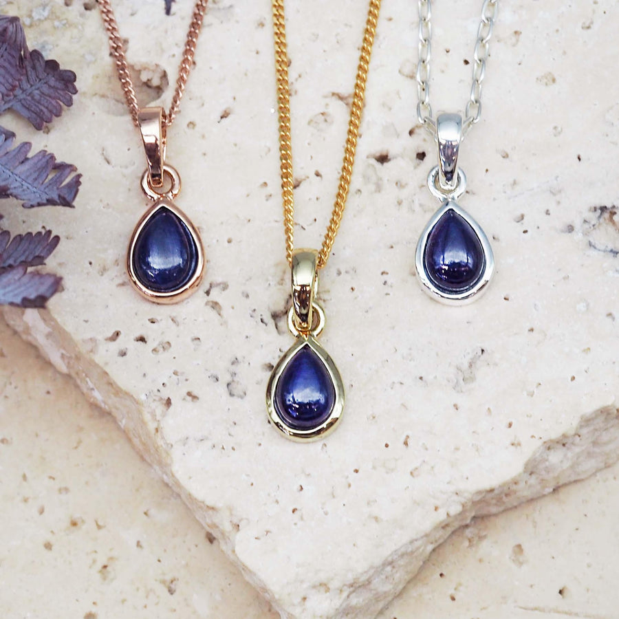 September Birthstone Necklaces - rose gold, gold and sterling silver sapphire jewellery - september birthstone jewellery australia