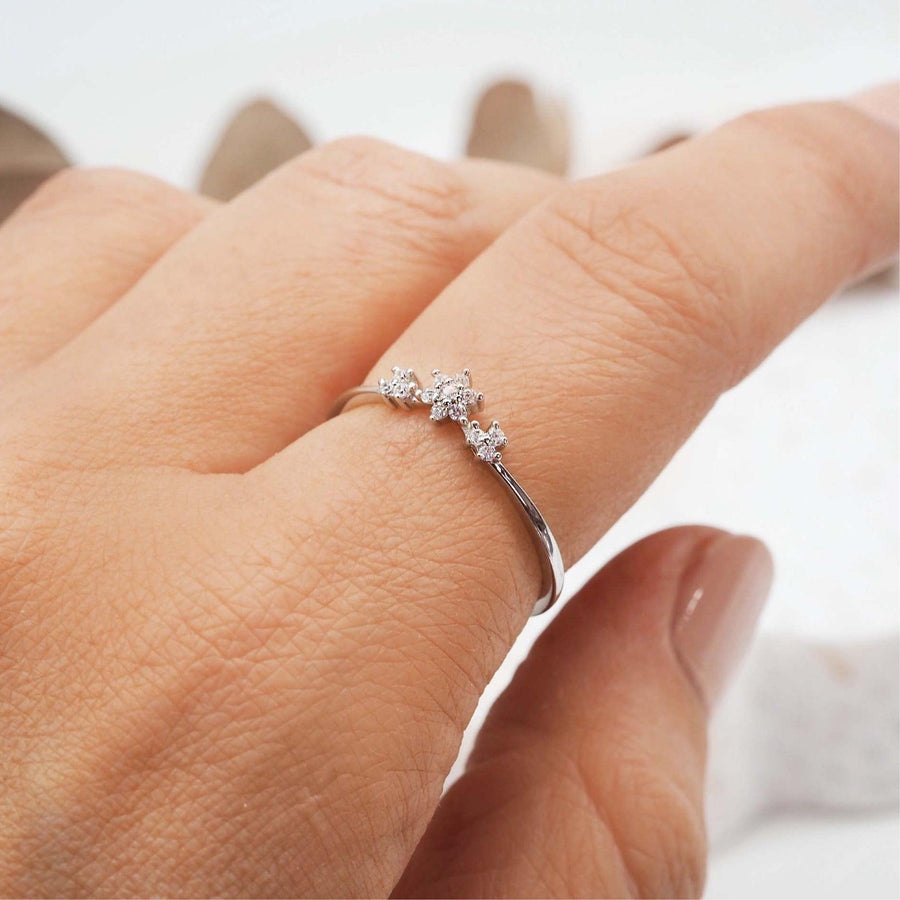 Hand wearing Sterling Silver promise Ring with cubic zirconias - womens Sterling Silver jewellery - Australian jewellery brand