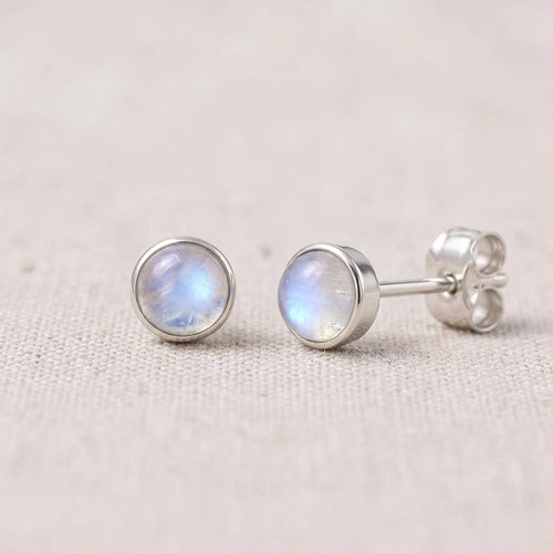 Dainty Moonstone Stud Earrings