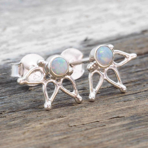 Australian Opal Lotus Stud Earrings