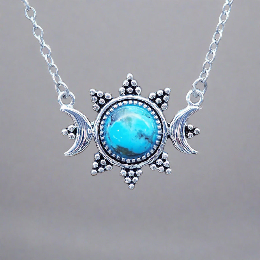 Sun and Moon sterling silver Turquoise Necklace - womens turquoise jewellery Australia 