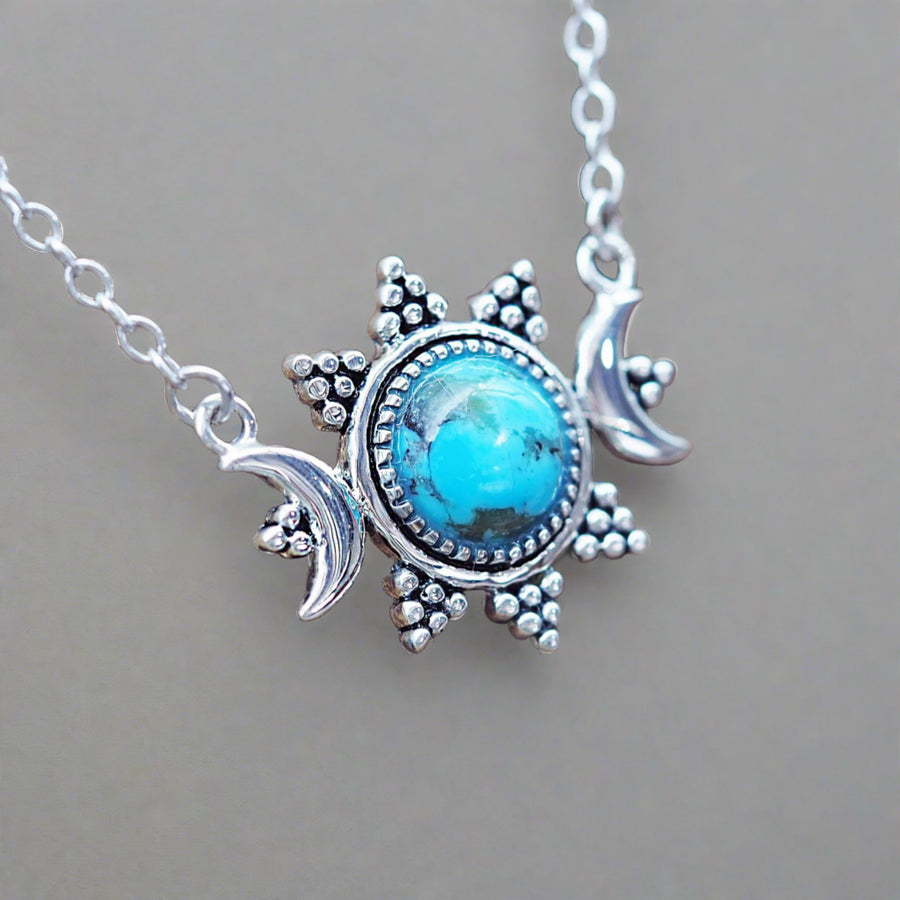 Sun and Moon sterling silver Turquoise Necklace - womens turquoise jewellery by indie and harper
