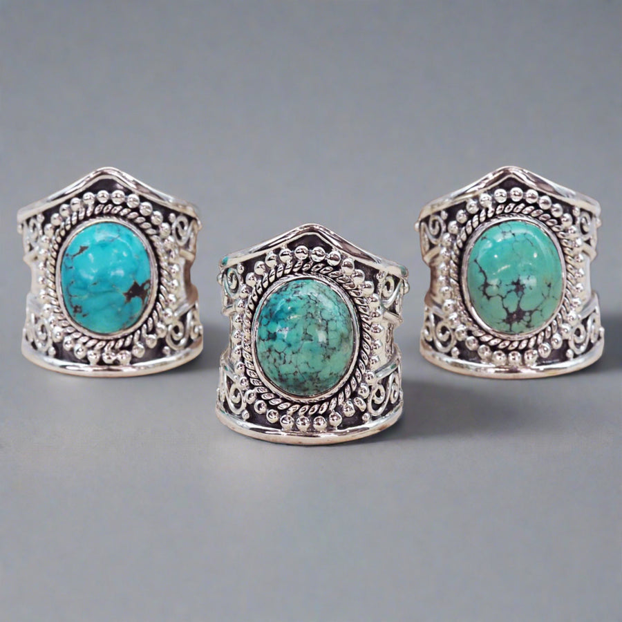 Sterling silver statement Turquoise Rings- womens turquoise jewellery by indie and harper