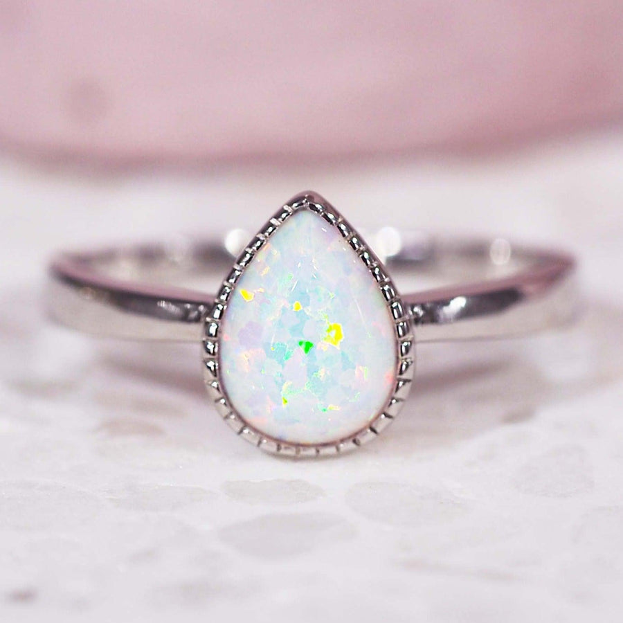White Opal Ring - womens opal jewellery - Australian jewellery online