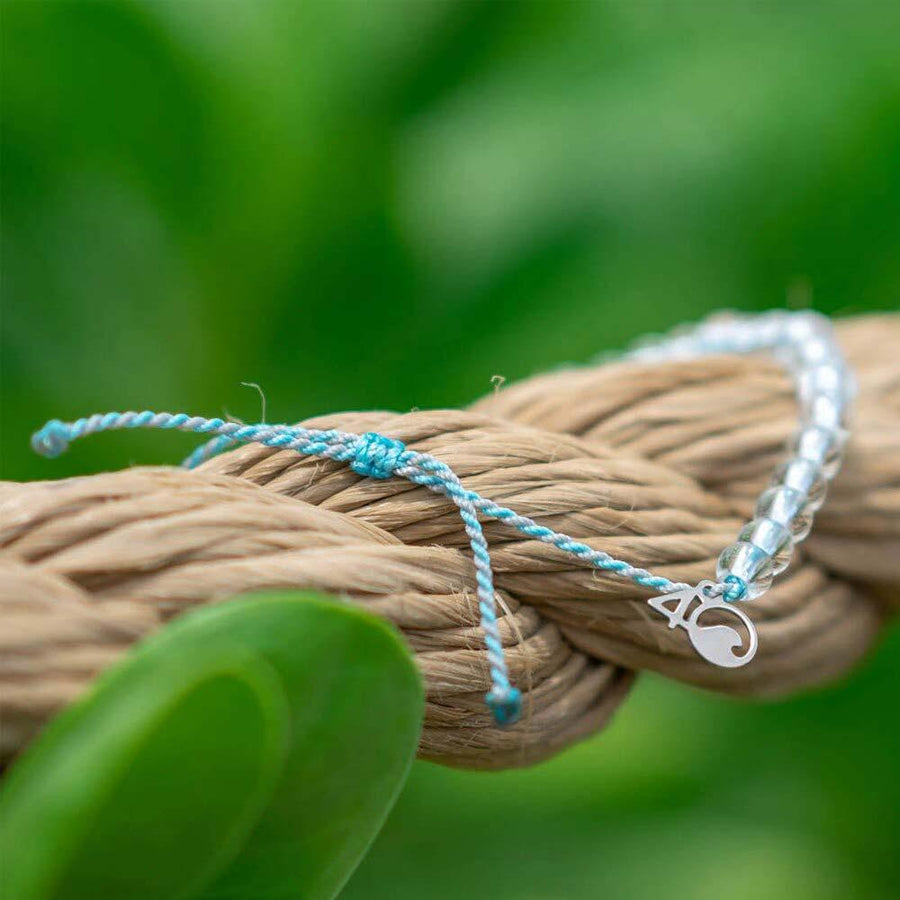 light blue 4Ocean Bracelet on a rope - recycled glass beaded bracelet