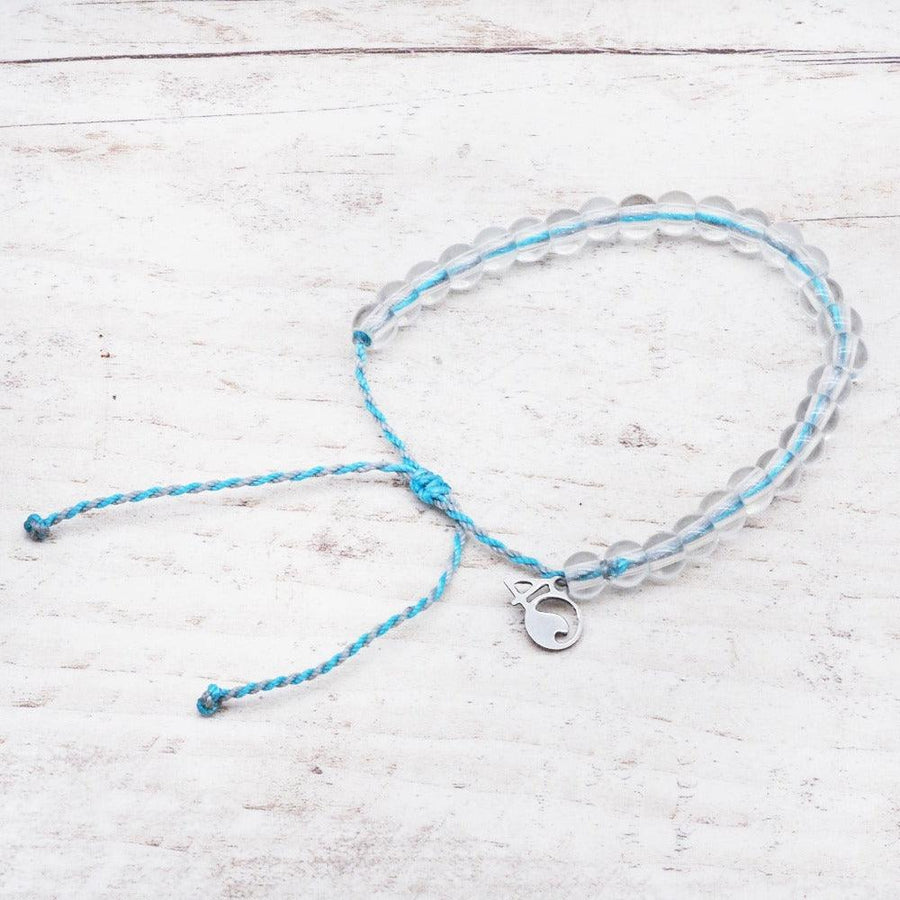 light blue 4Ocean Bracelet - recycled cord and glass beaded bracelet