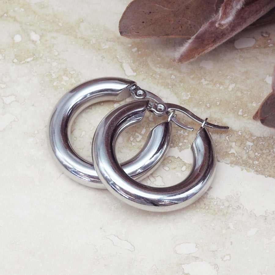 Silver Hoop Earrings - womens silver waterproof jewellery - Australian jewellery brand