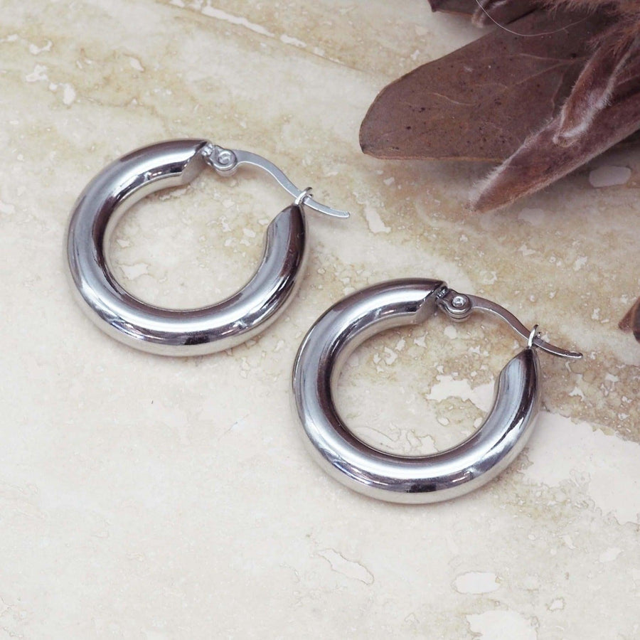 Silver Hoop Earrings - womens silver waterproof jewellery - Australian jewellery brand