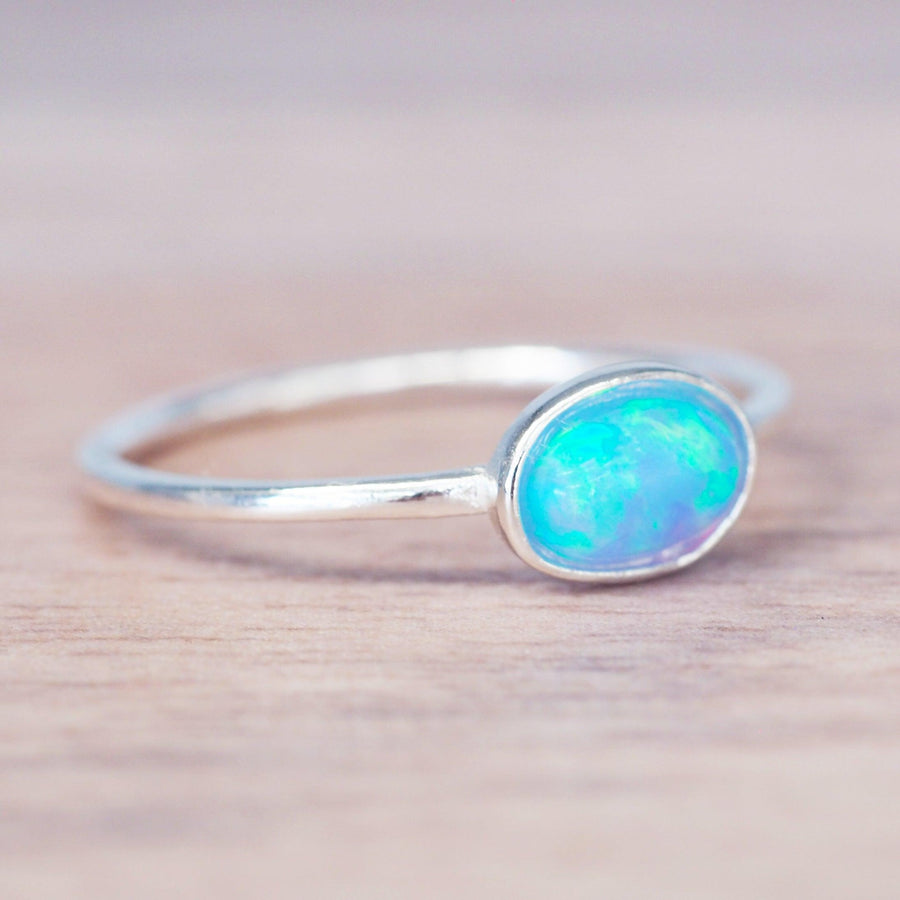 Dainty Blue Opal Ring - womens opal jewellery by indie and harper