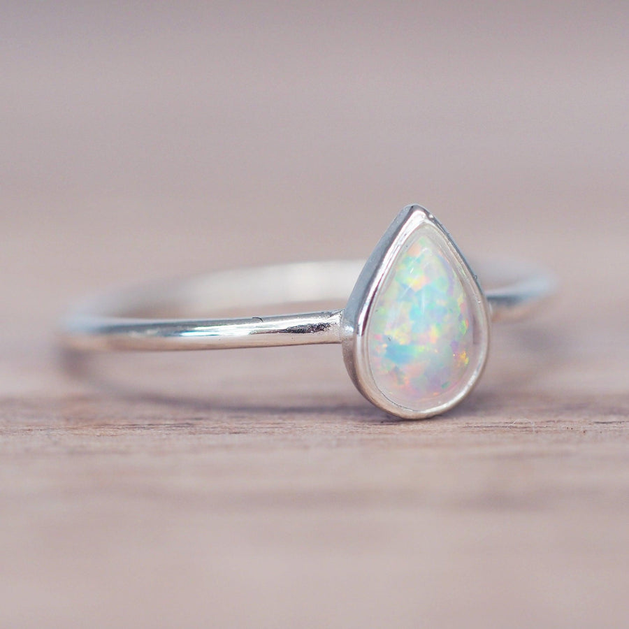 Sterling silver Dainty Opal Ring - womens opal jewellery 