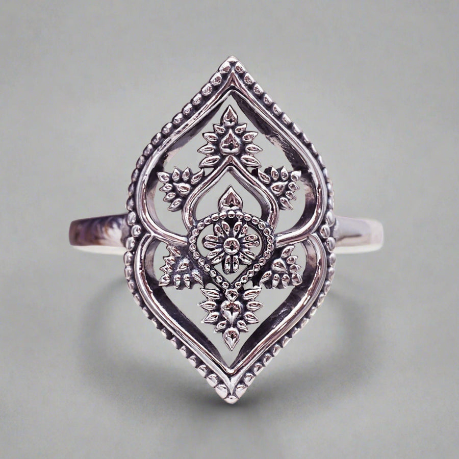 Flower Mandala Sterling Silver Ring - womens Sterling silver jewellery by Australian jewellery brand indie and harper