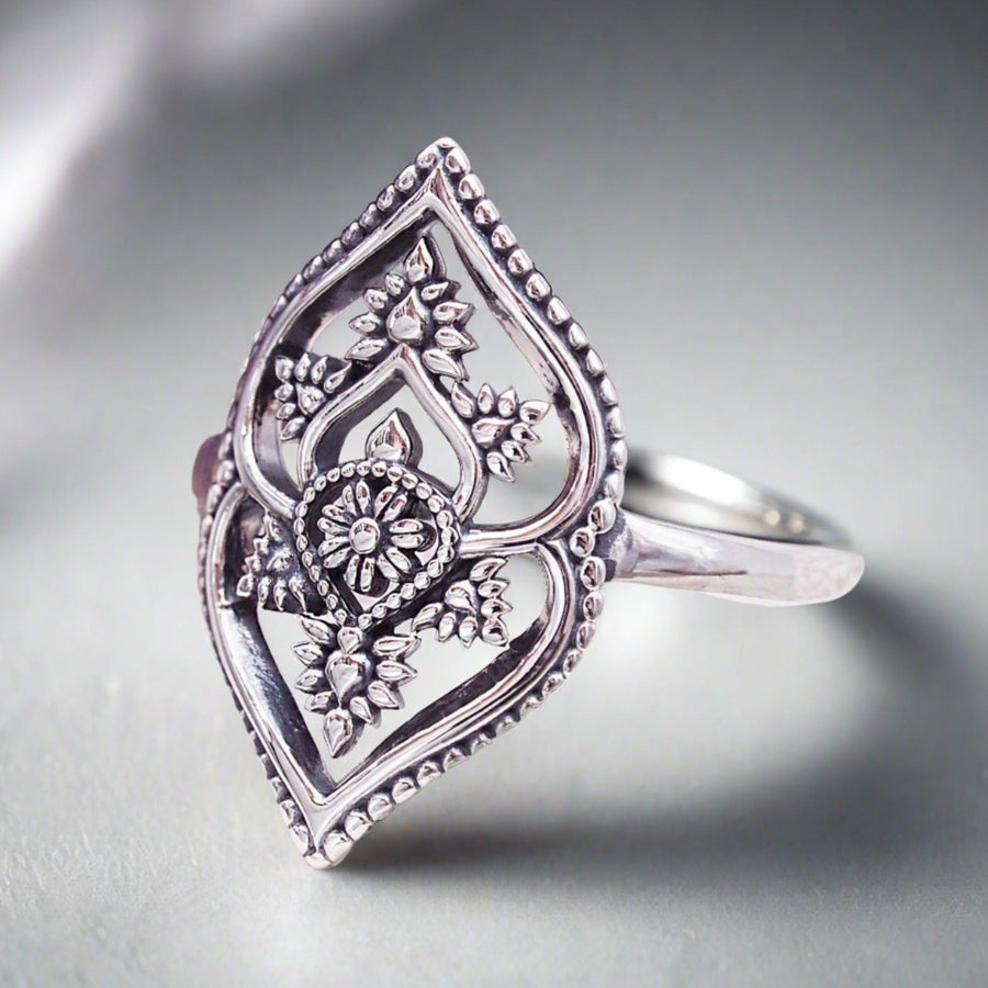 Flower Mandala sterling silver Ring - womens Sterling Silver jewellery Australia 