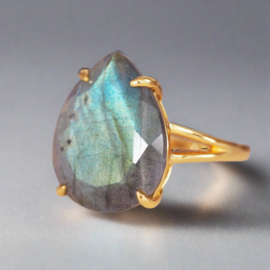 Gold Labradorite Ring - womens gold labradorite jewellery by indie and harper