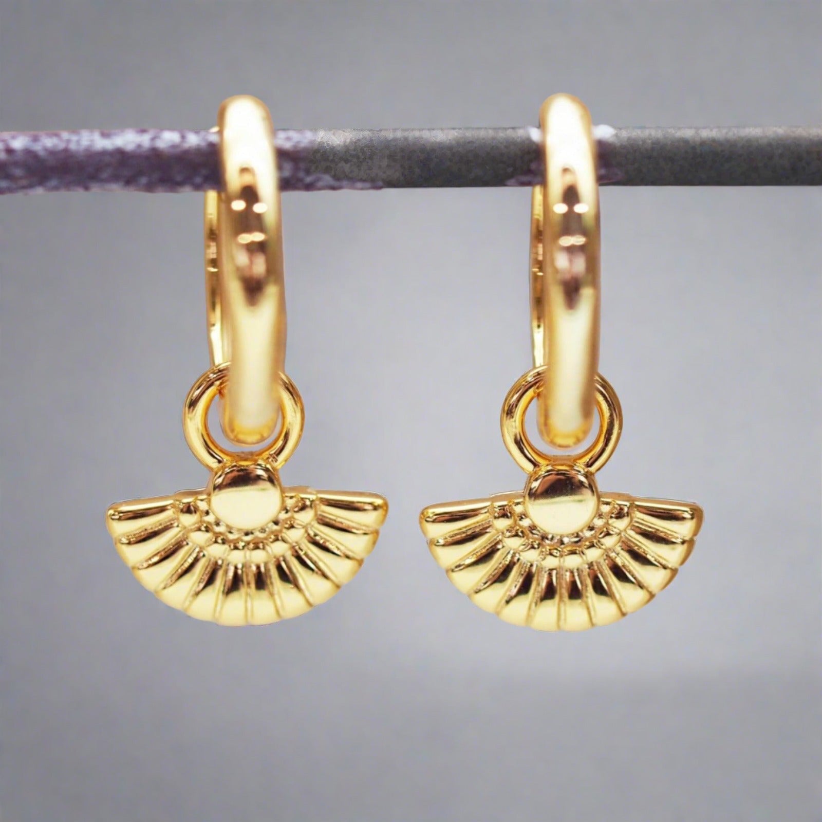 Gold Fan Hoops - womens jewellery by indie and harper
