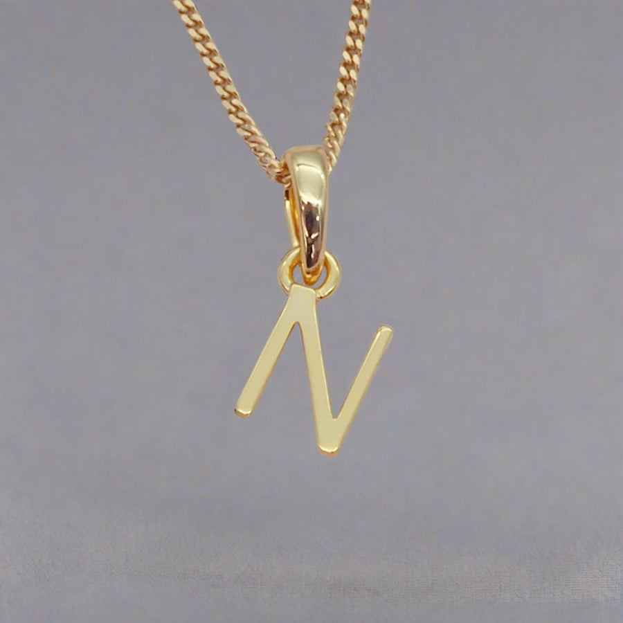 Gold Initial n Necklace - gold initial necklaces