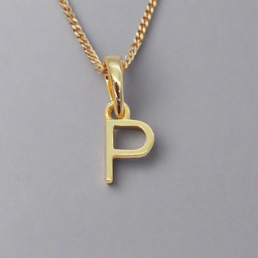 Gold Initial p pendant Necklace - gold initial necklaces