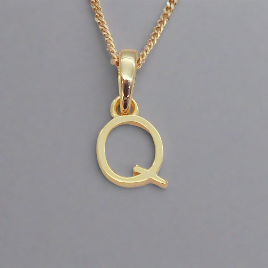 Gold Initial q pendant Necklace - gold initial necklaces