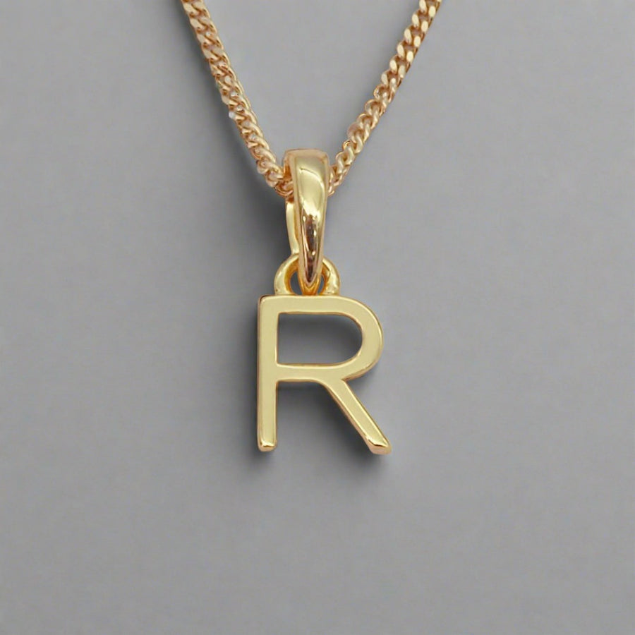 Gold Initial r Necklace - gold initial necklaces