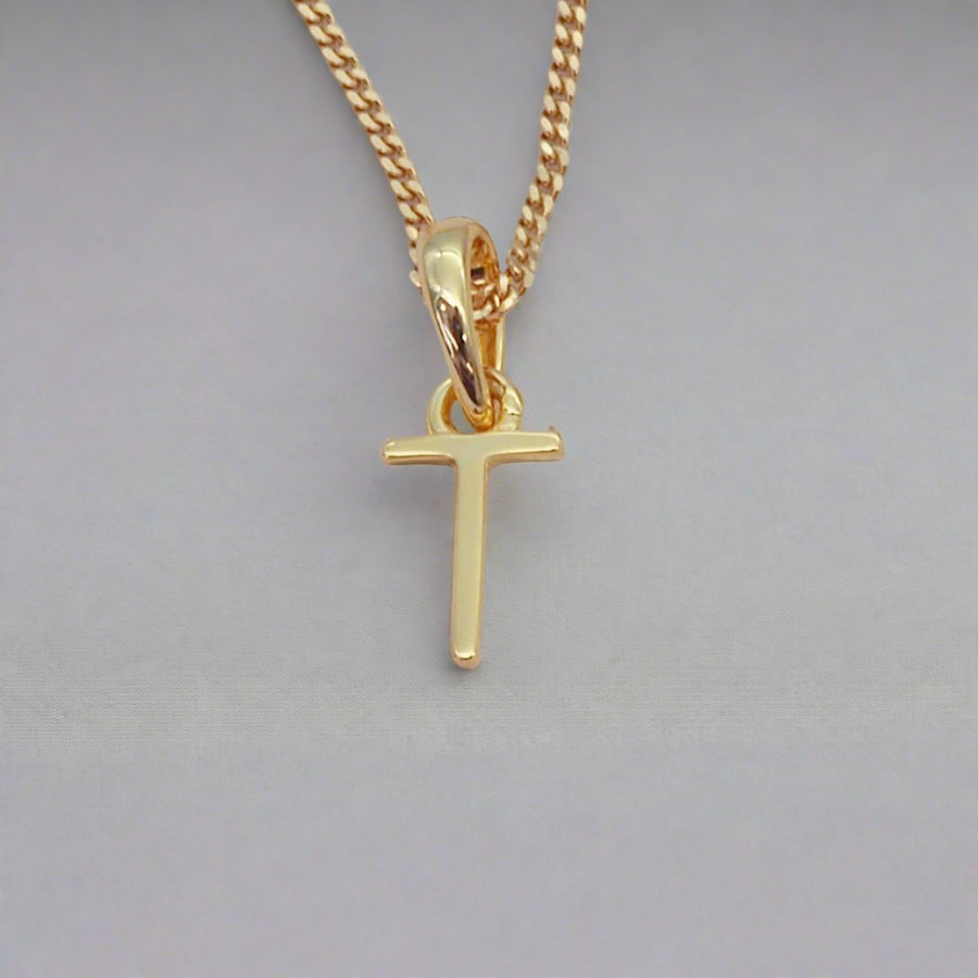 Gold Initial t pendant Necklace - gold initial necklaces
