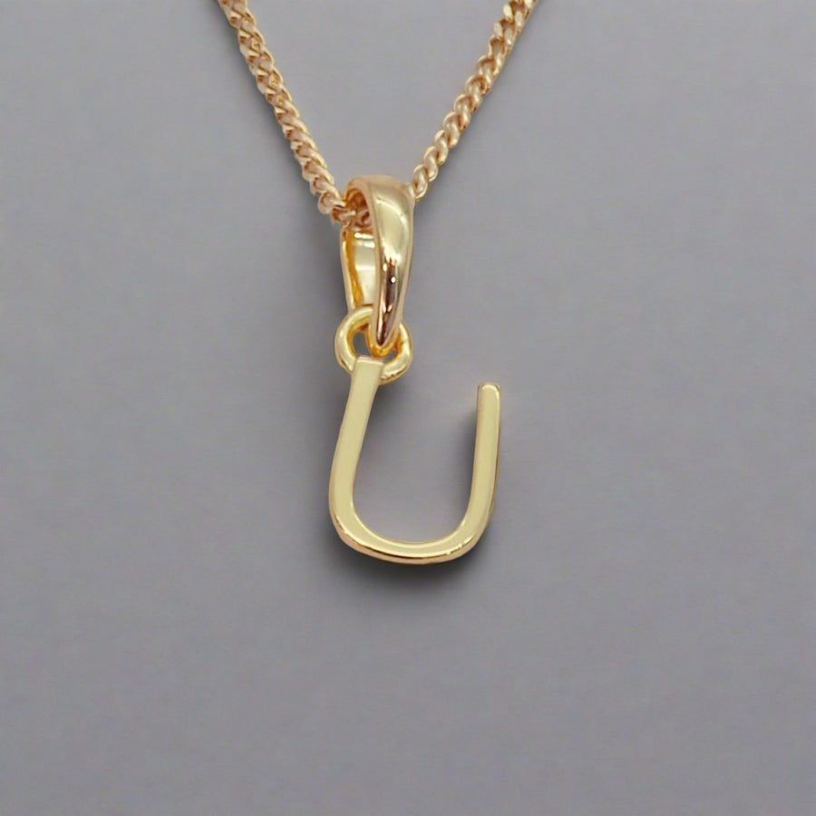 Gold Initial u pendant Necklace - gold initial necklaces