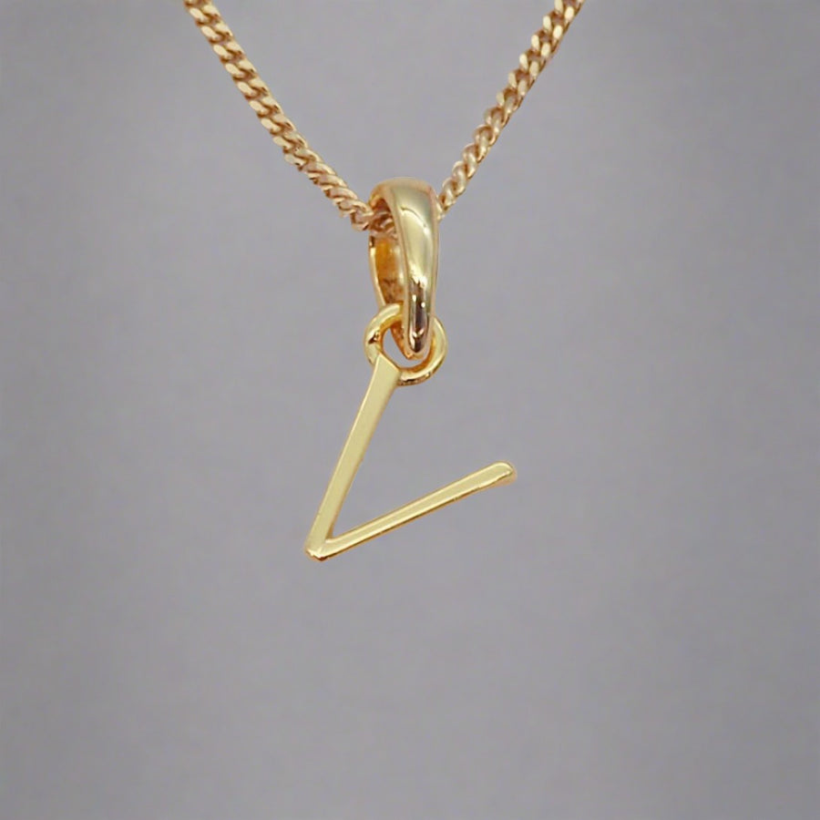 Gold Initial v pendant Necklace - gold initial necklaces