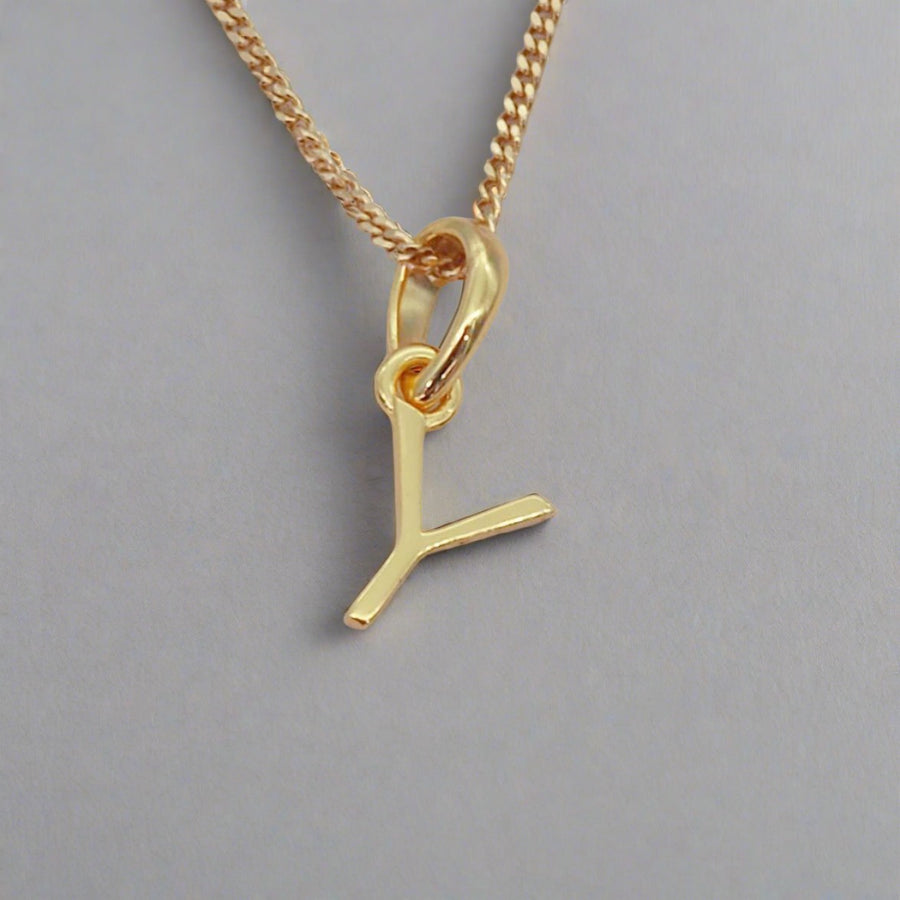 Gold Initial y pendant Necklace - gold initial necklaces
