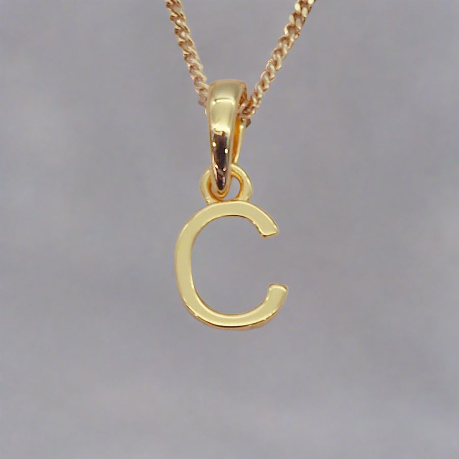 Gold Initial c pendant Necklace - gold initial necklaces