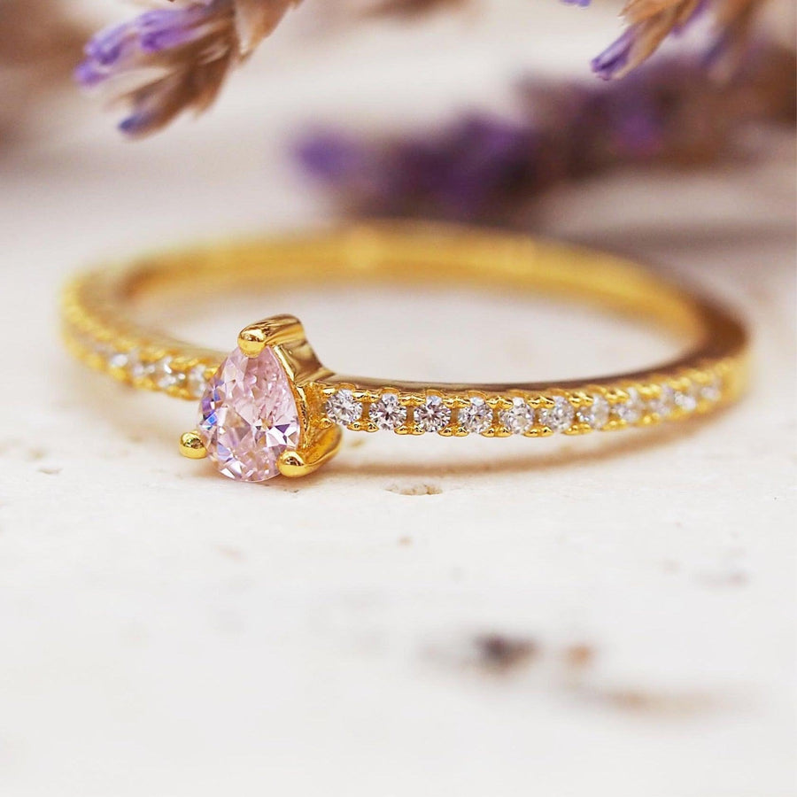 Gold Topaz and Rose Quartz Ring - womens rose quartz jewellery by indie and harper