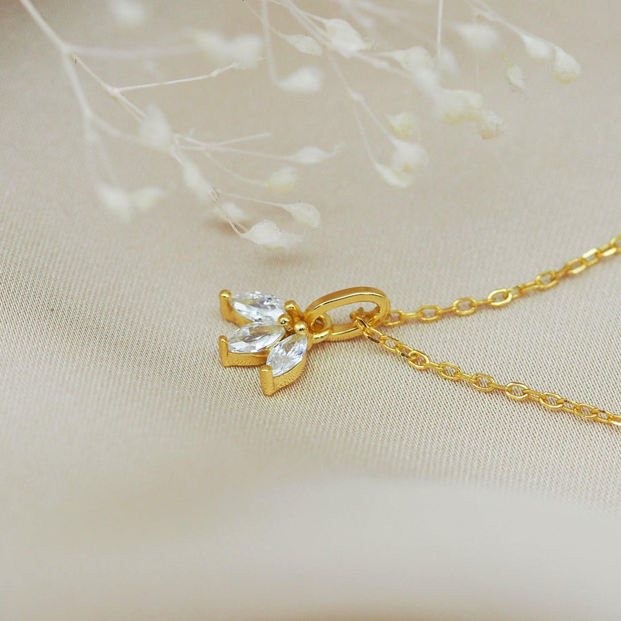 Sweet Dreams dainty Gold Necklace with three cubic zirconias - womens gold jewellery Australia by indie and harper