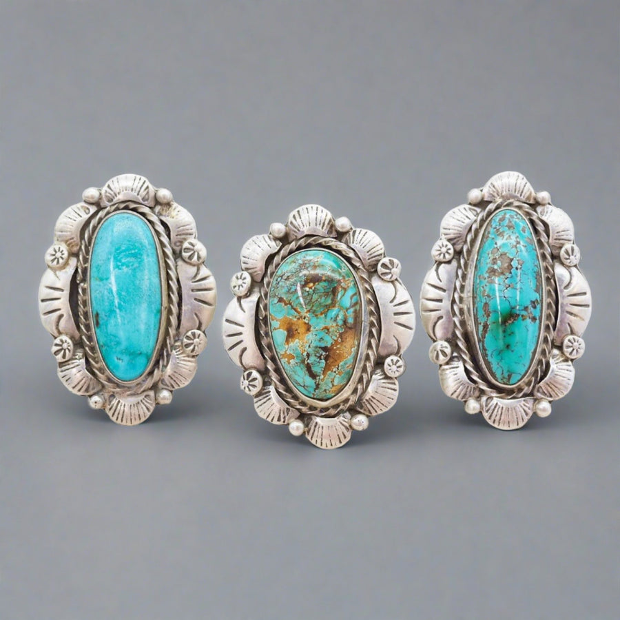 statement sterling silver turquoise rings - womens sterling silver turquoise jewellery