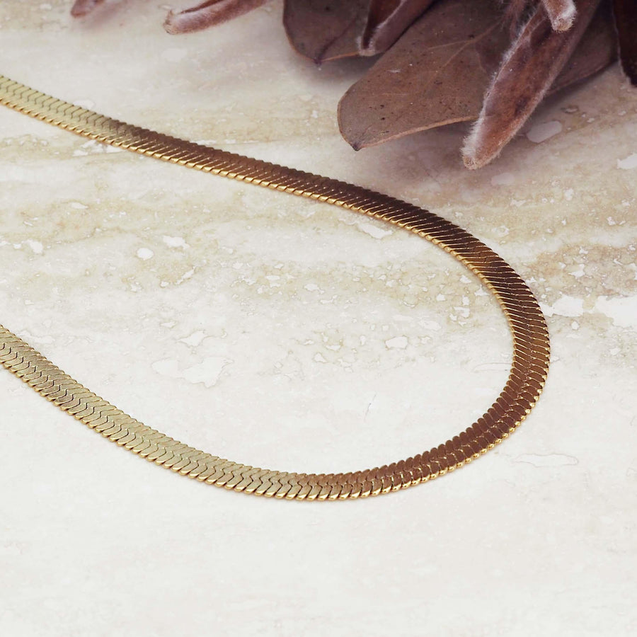 Gold Snake Chain Necklace - womens gold jewellery Australia 