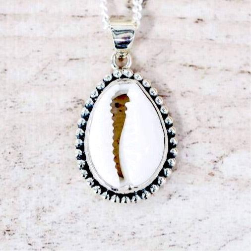 Sterling Silver Cowrie sea Shell Necklace - womens cowrie sea shell jewellery Australia 