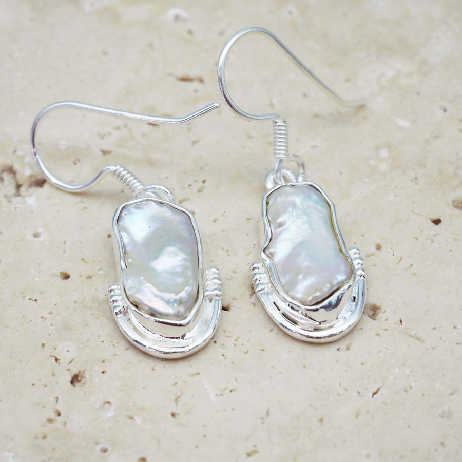 Silver Freeform Pearl Earrings - womens jewellery by indie and harper