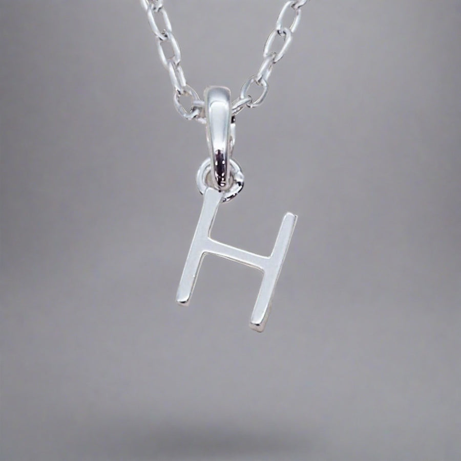 Sterling Silver Initial h Necklace - Sterling silver initial necklaces