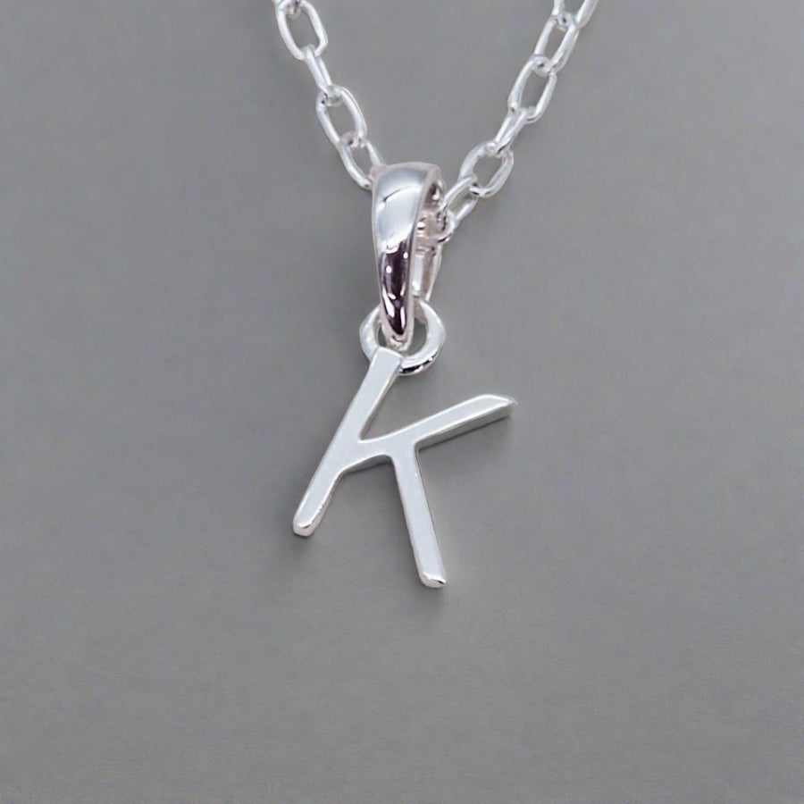 Sterling Silver Initial k Necklace - Sterling silver initial necklaces