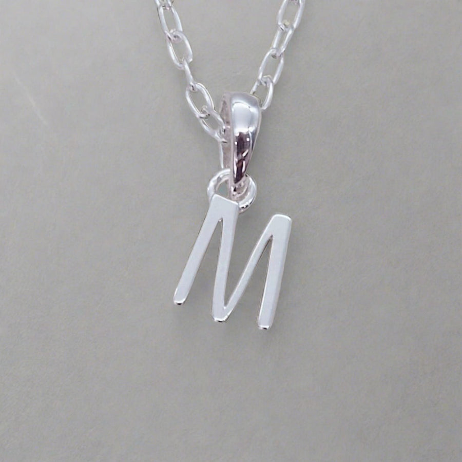 Sterling Silver Initial m Necklace - Sterling silver initial necklaces