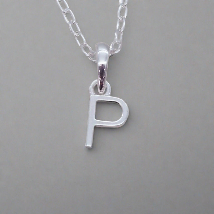 Sterling Silver Initial p Necklace - Sterling silver initial necklaces