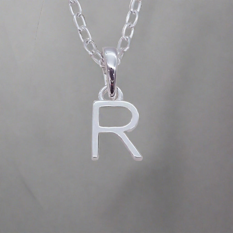 Sterling Silver Initial r Necklace - Sterling silver initial necklaces